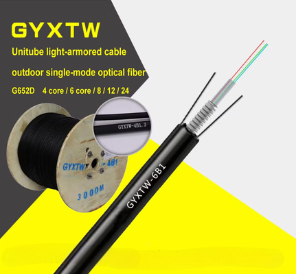 G652D GYXTW 24 πυρήνες θωρακισμένο εξωτερικό οπτικό καλώδιο κεντρικό χαλαρό σωλήνα χάλυβα σύρμα δύναμη μέλος PE κάλυψη για άμεση χρήση θαμμένη