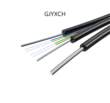 4 Πυρήνες G657A1 Εξωτερικό FTTH Drop Fiber Cable GJYXCH με 0.8mm Συρμάτινο Αγγελιοφόρο
