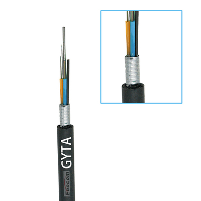 G652D Μονότροπος GYTA 12-Core εξωτερικό θωρακισμένο καλώδιο οπτικών ινών χαλαρό σωλήνα νηματωμένη ταινία αλουμινίου θωρακισμένο μπουφάν PE κατάλληλο για δίκτυα ραχοκοκαλιάς μεγάλων αποστάσεων