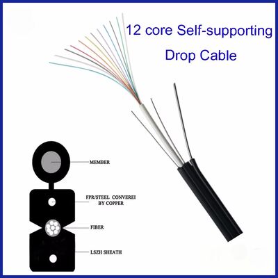 12 Core Outdoor FTTH Drop Cable – Loose Tube Design with Triple Steel Wire Strength Members
